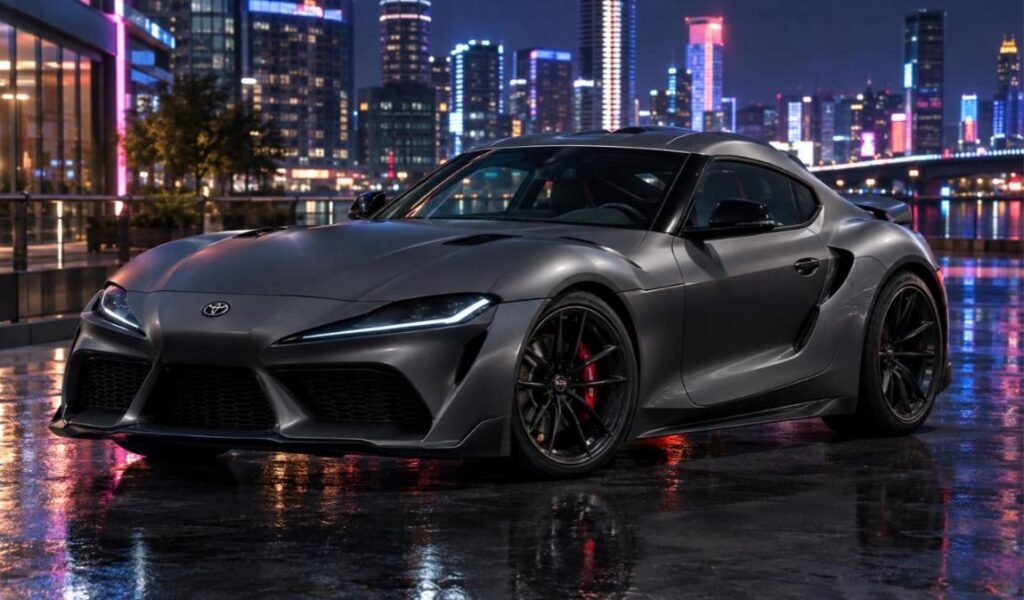 Next-generation Toyota GR Supra concept in matte gray (AI-generated illustration)