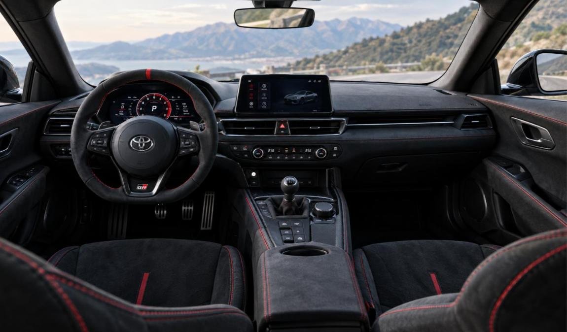 Next-generation Toyota GR Supra concept interior with sport seats (AI-generated illustration)