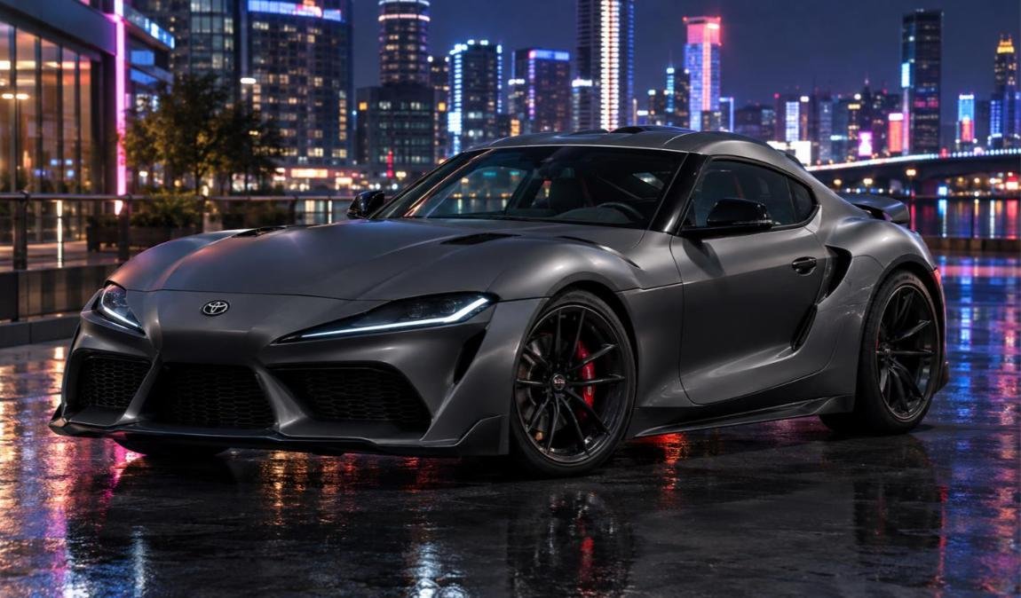 Next-generation Toyota GR Supra concept in matte gray (AI-generated illustration)