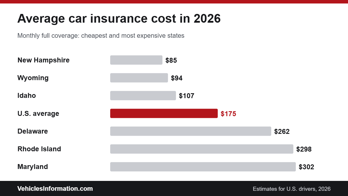 Average Cost of Car Insurance in 2026: By State, Age and Coverage